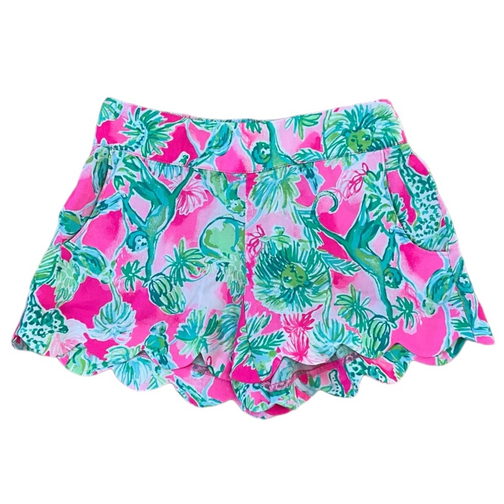 Lilly Pulitzer Dahlia Scallop Shorts XXS Pink Green